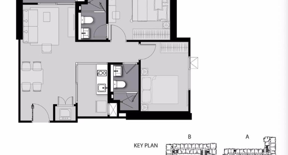 For rent 2 bedrooms condo in Huai Khwang, Bangkok