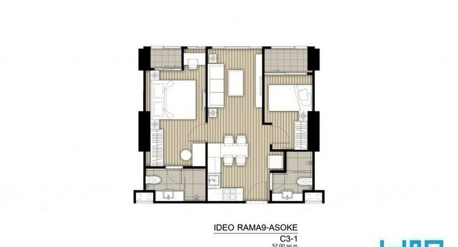 For sale 2 bedrooms condo in Huai Khwang, Bangkok