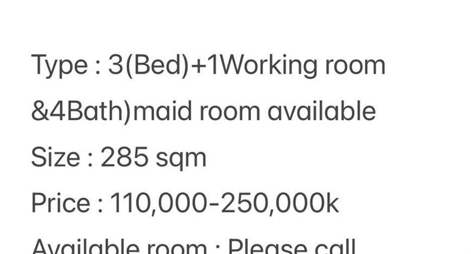 For rent 3 ベッドルーム apartment in Khlong Toei, Bangkok