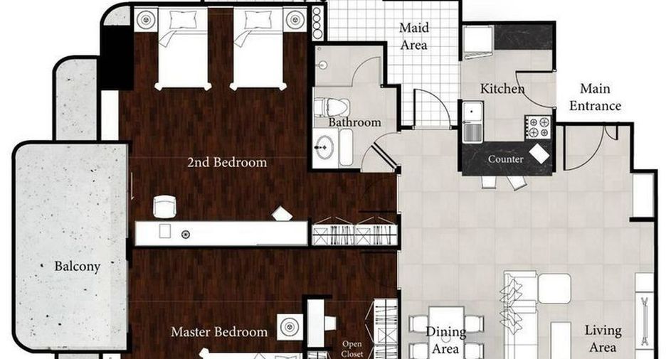 For rent 2 bedrooms condo in Watthana, Bangkok