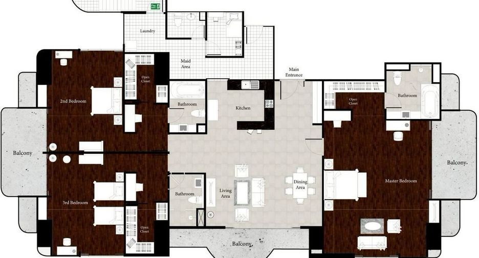 For rent 3 bedrooms condo in Watthana, Bangkok