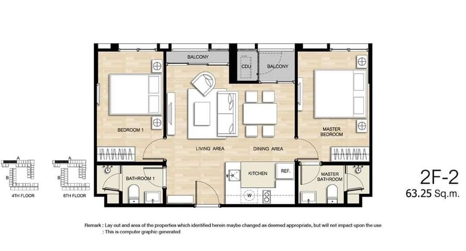 For rent 2 bedrooms condo in Watthana, Bangkok