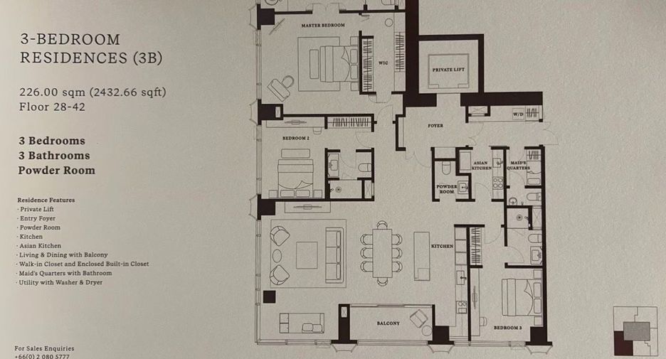 ขาย 3 ห้องนอน คอนโด ใน สาทร, กรุงเทพฯ