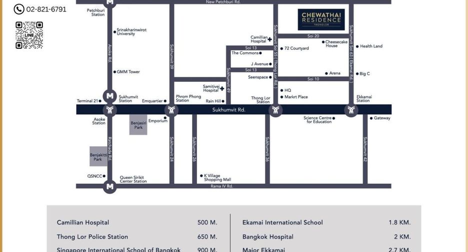 Wohnung zum Kauf mit 2 Zimmer in Watthana, Bangkok