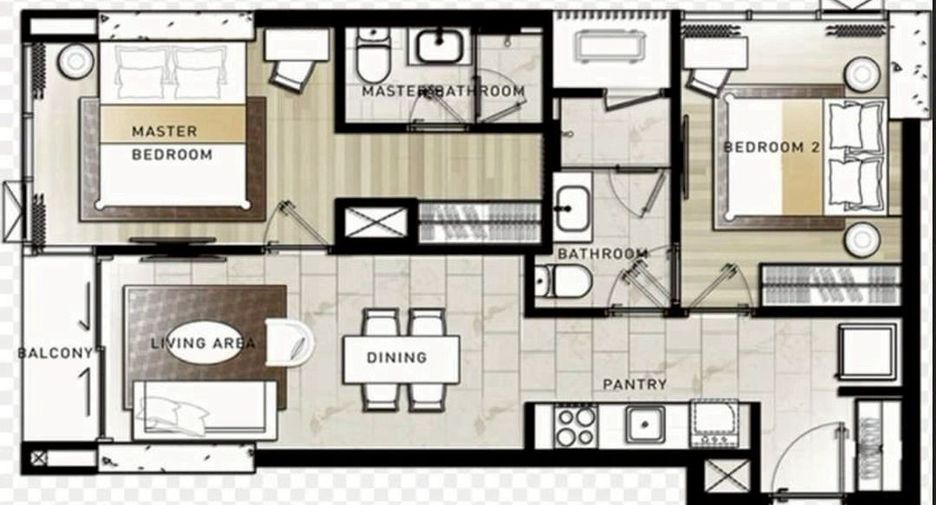 Condo en venta de 2 habitaciones en Watthana, Bangkok