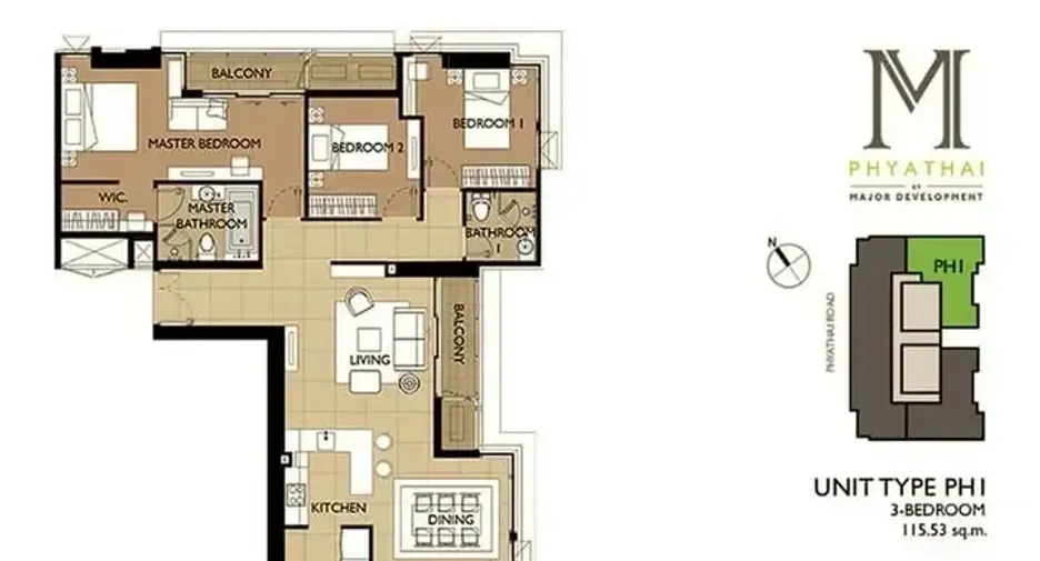 For sale 3 bedrooms condo in Ratchathewi, Bangkok
