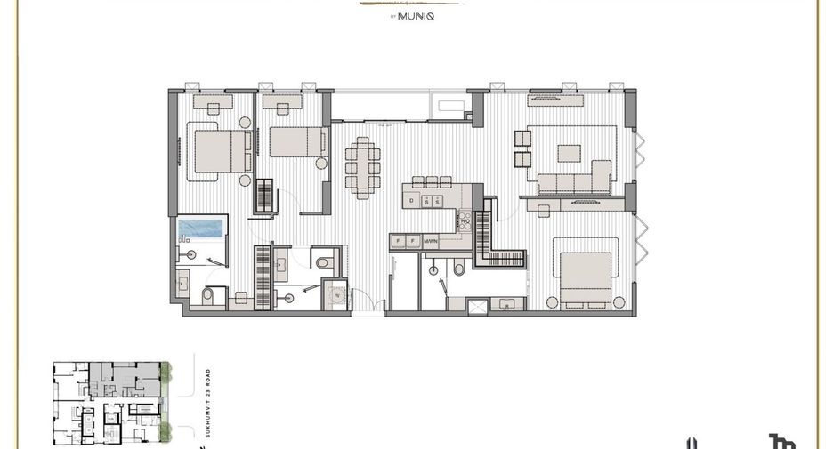 Wohnung zur Miete mit 3 Zimmer in Khlong Toei, Bangkok