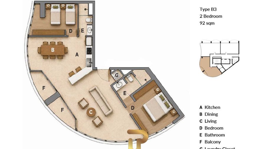 Condo en venta de 2 habitaciones en Bang Lamung, Chonburi