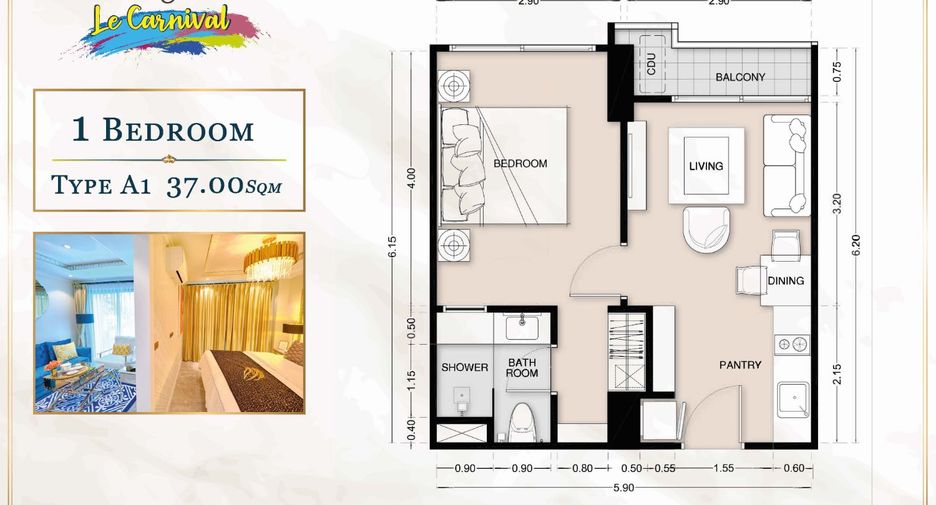 Wohnung zum Kauf mit 1 Zimmer in Bang Lamung, Chonburi