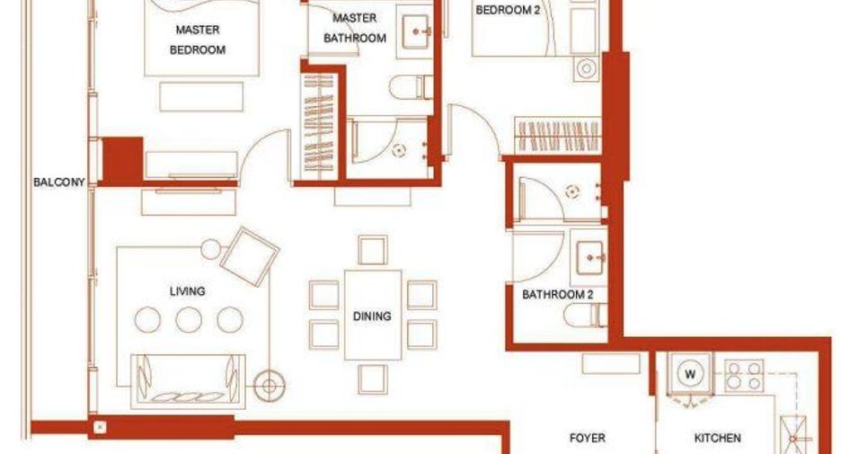 Condo en alquiler de 2 habitaciones en Watthana, Bangkok