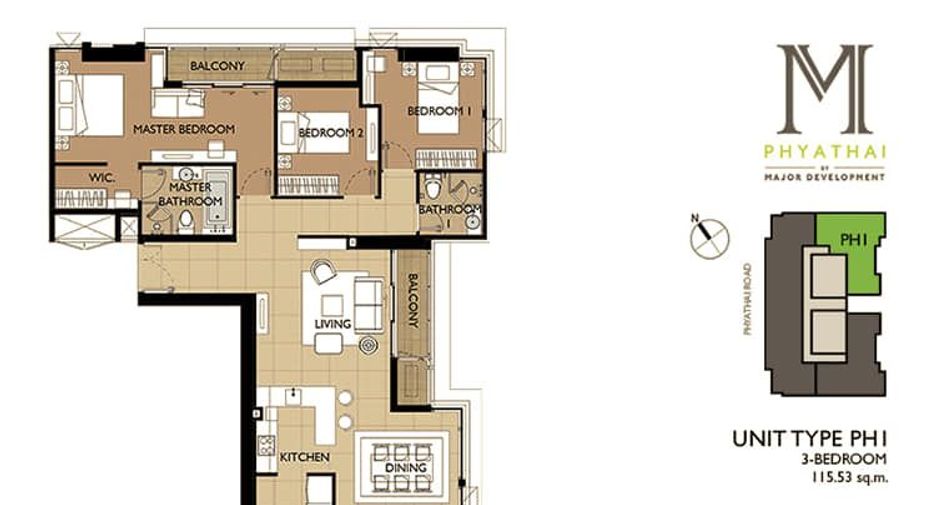 For sale 3 bedrooms condo in Ratchathewi, Bangkok