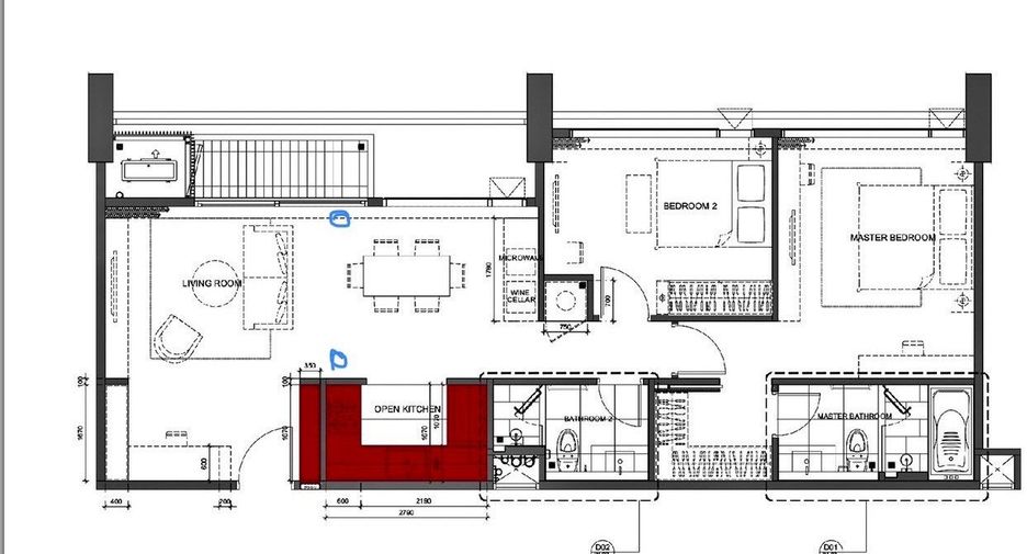 For rent 2 bedrooms condo in Khlong Toei, Bangkok